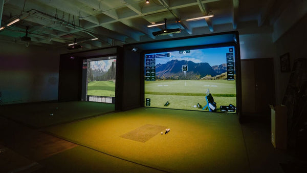 eye xo2 golf launch monitors installed in commercial enclosure
