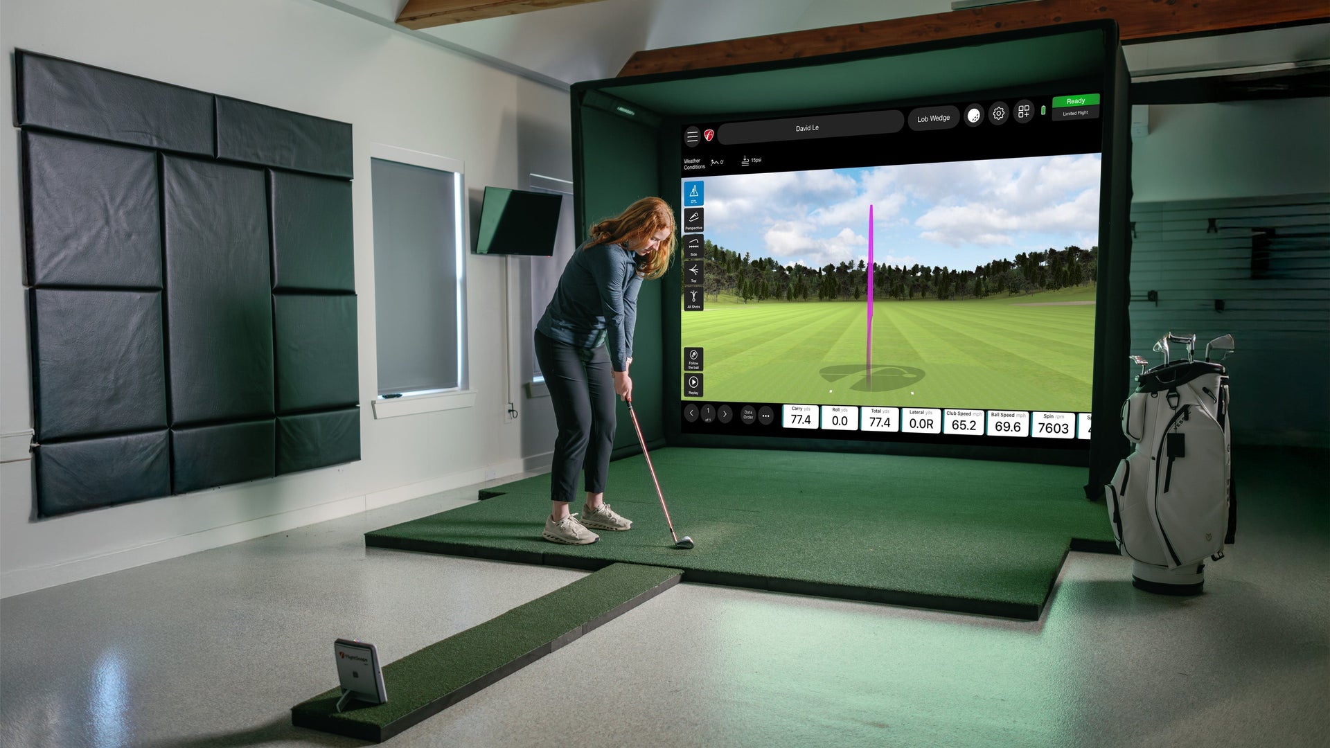 SIG 10 with a Golfer hitting on a FlightScope MEVO GEN2