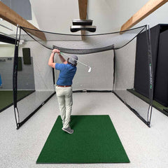 10x8x10 Golf Net with golfer swinging
