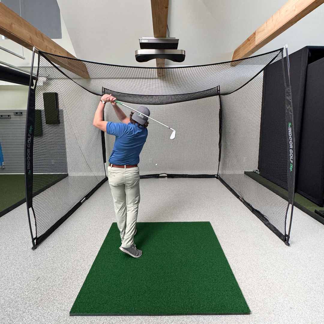 10x8x10 Golf Net with golfer swinging
