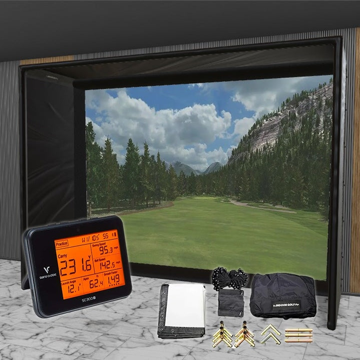 Swing Caddie SC300i SIG DIY Golf Simulator Studio Package Golf Simulator Voice Caddie 12'10" x 9'10" x 5' (SC3) 