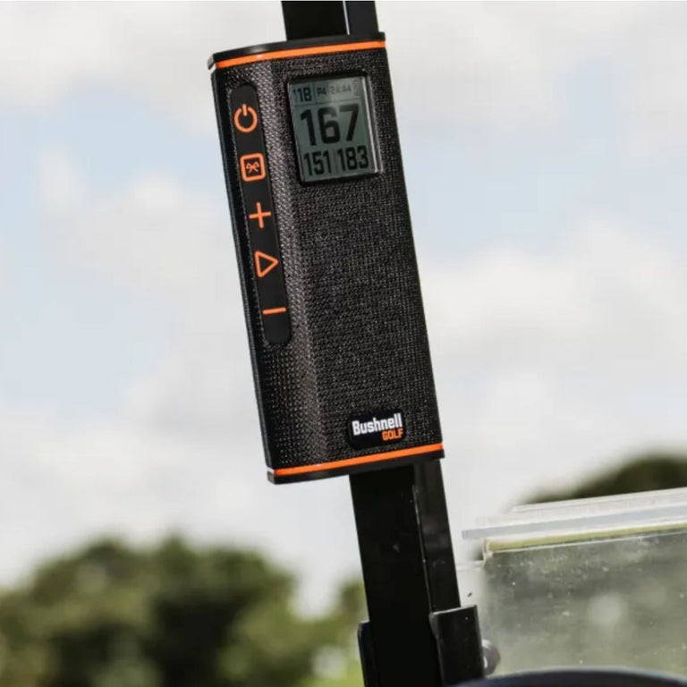 Bushnell Wingman View GPS Speaker on cart