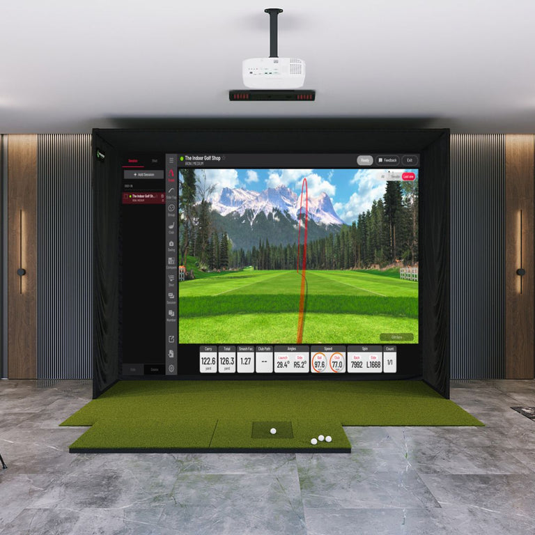 Uneekor EYE XO2 SIG12 Golf Simulator Package with SIGPRO softy 4 x 7 golf mat.
