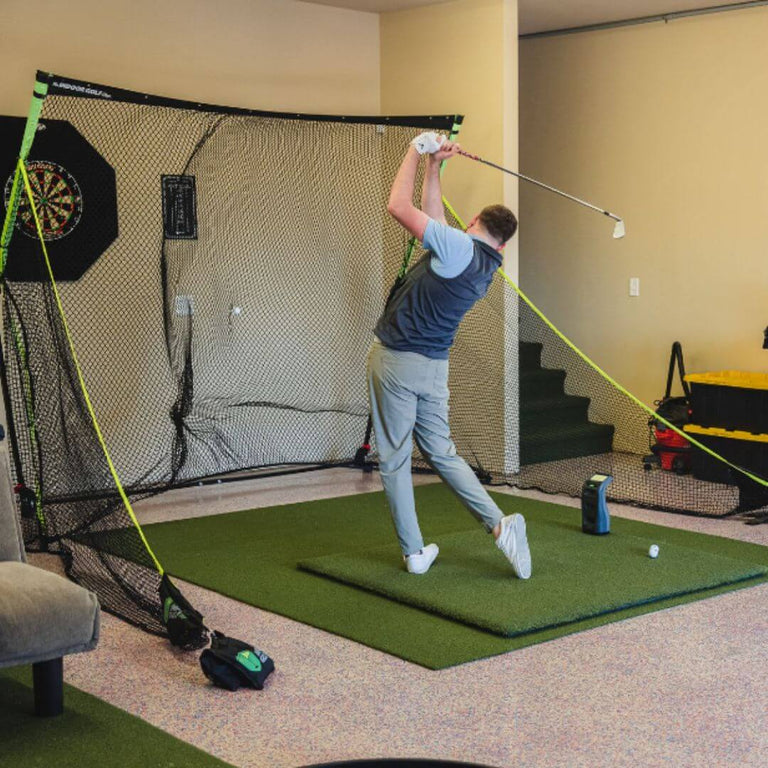 GC3 Training Golf Simulator Package with Golfer Hitting into net