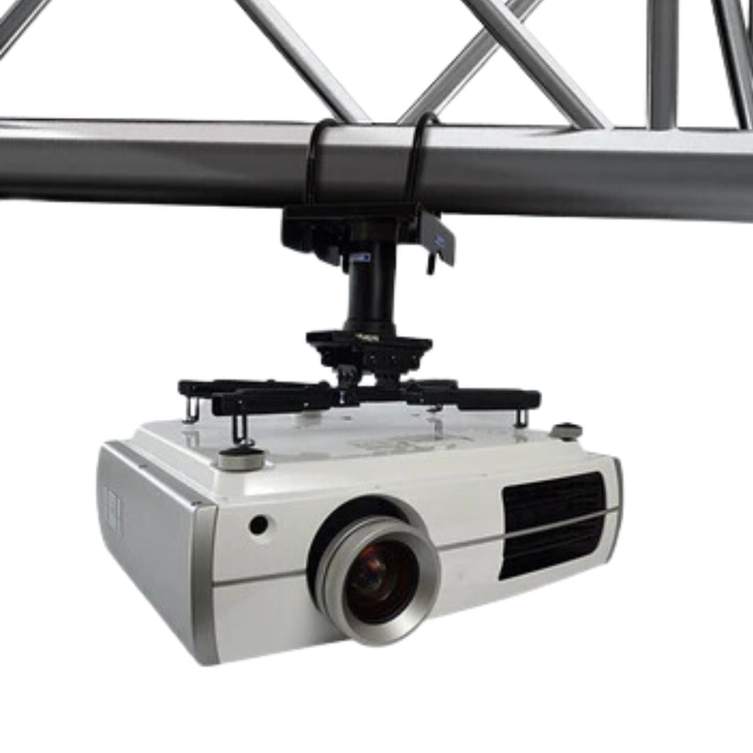 Projector attached to truss system with the projector mount with truss ceiling adapter