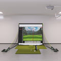 Uneekor EYE MINI Bronze Golf Simulator Package with Fairway series 5' x 5' golf mat