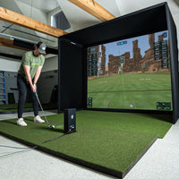 EYE MINI LITE SIG10 Golf Simulator Package with golfer addressing ball