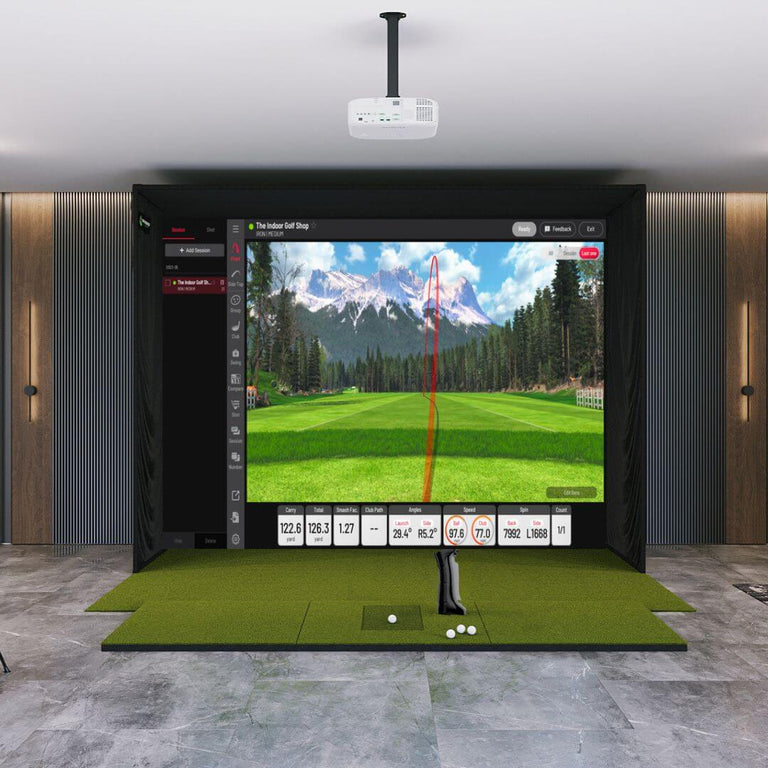 Uneekor EYE MINI SIG12 Golf Simulator Package with SIGPRO Softy 4' x 10' Golf Mat
