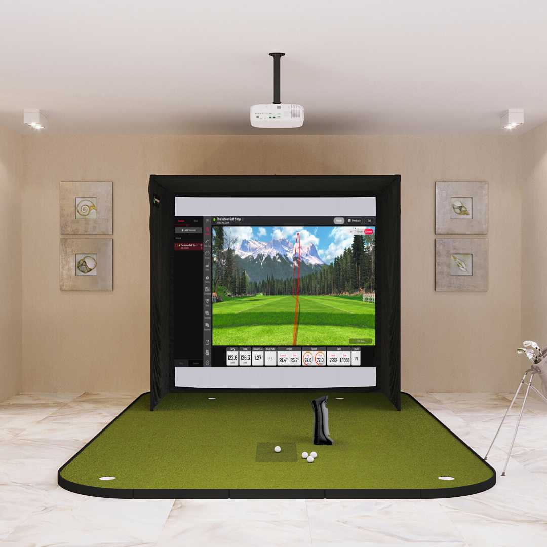 Uneekor EYE MINI SIG8 with SIGPRO Golf Simulator Flooring