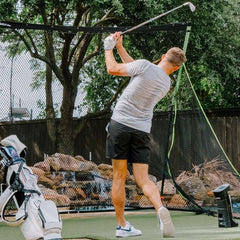 Training Golf Simulator Package outdoors with golfer