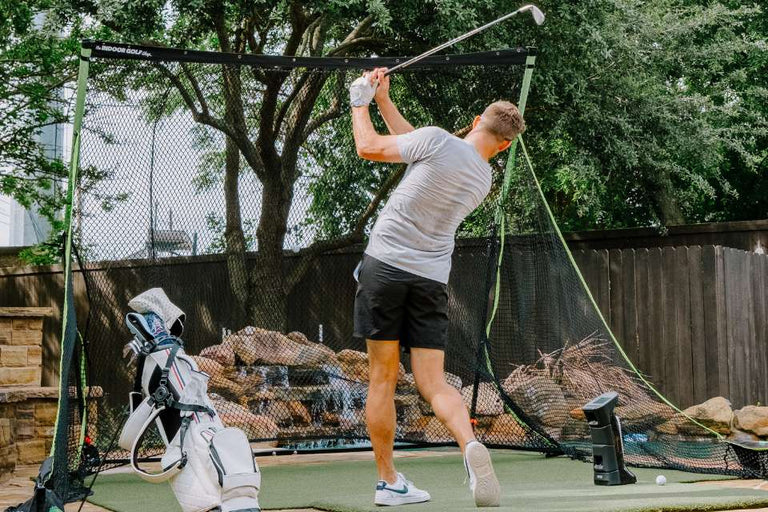 Training Golf Simulator Package outdoors with golfer