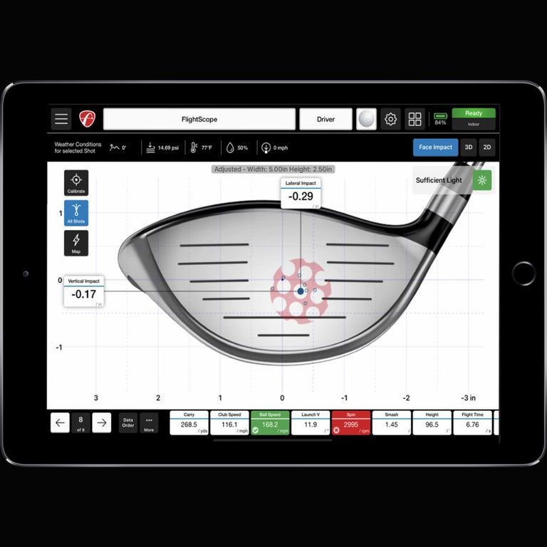 Face Impact Location shown on iPad.