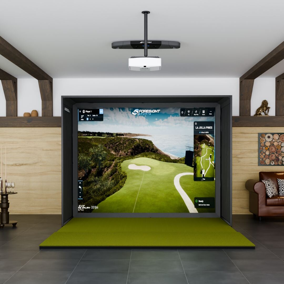 Foresight Falcon SIG10 Golf Simulator Package with commercial teeline golf mat