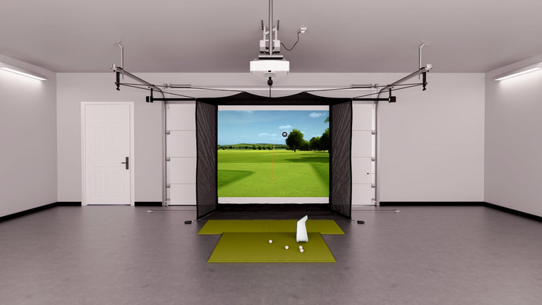 Garage Golf Simulator package with Garmin Approach R50 Golf Simulator