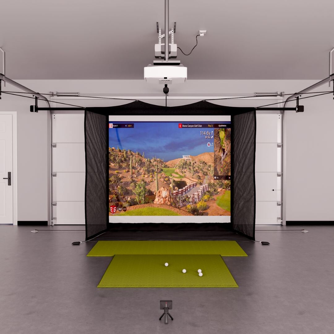 Garmin Flex Space Golf Simulator Package with 5x5 golf mat