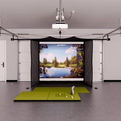 GC3 Flex Space Golf Simulator Package with 4x7 golf mat