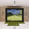 MEVO Gen2 SIG10 5x5 golf mat in a golf simulator package 