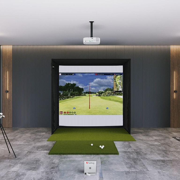 MEVO Gen2 SIG8 golf simulator package with 5x5 gofl mat 