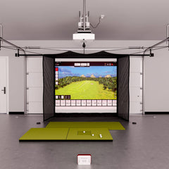 FlightScope MEVO+ Flex Space Package with 4x7 golf mat and G-TRAK Retractable Screen