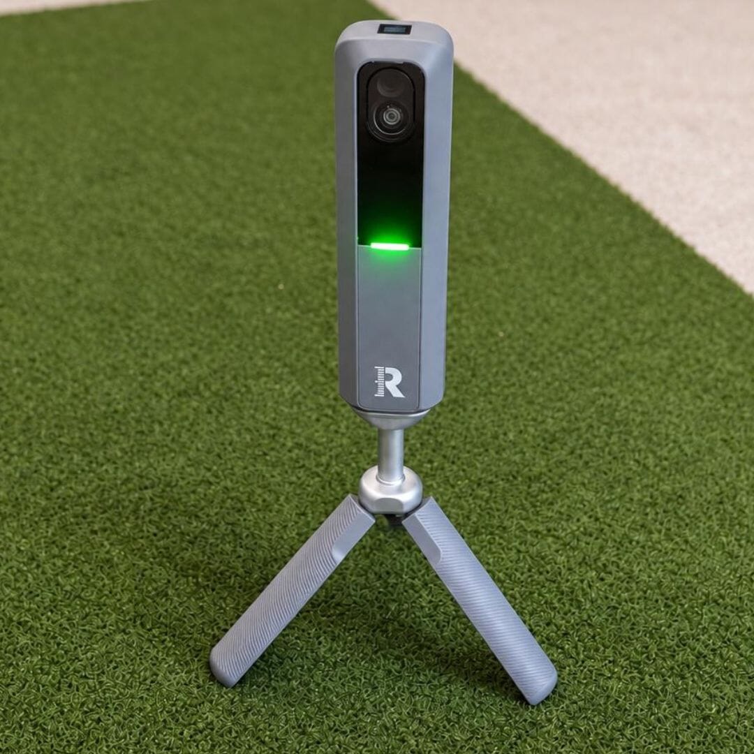 Rapsodo MLM2XPRO Launch Monitor and golf simulator with light on
