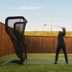 net return outdoors with golfer