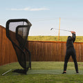 net return outdoors with golfer