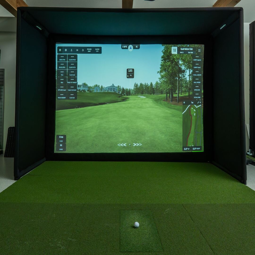 SIGPRO impact projector screen mounted in a simulator enclosure