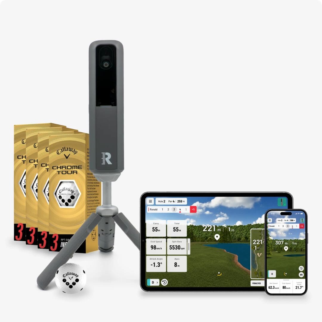 Rapsodo MLM2XPRO Golf Launch monitor with chrome tour golf balls 