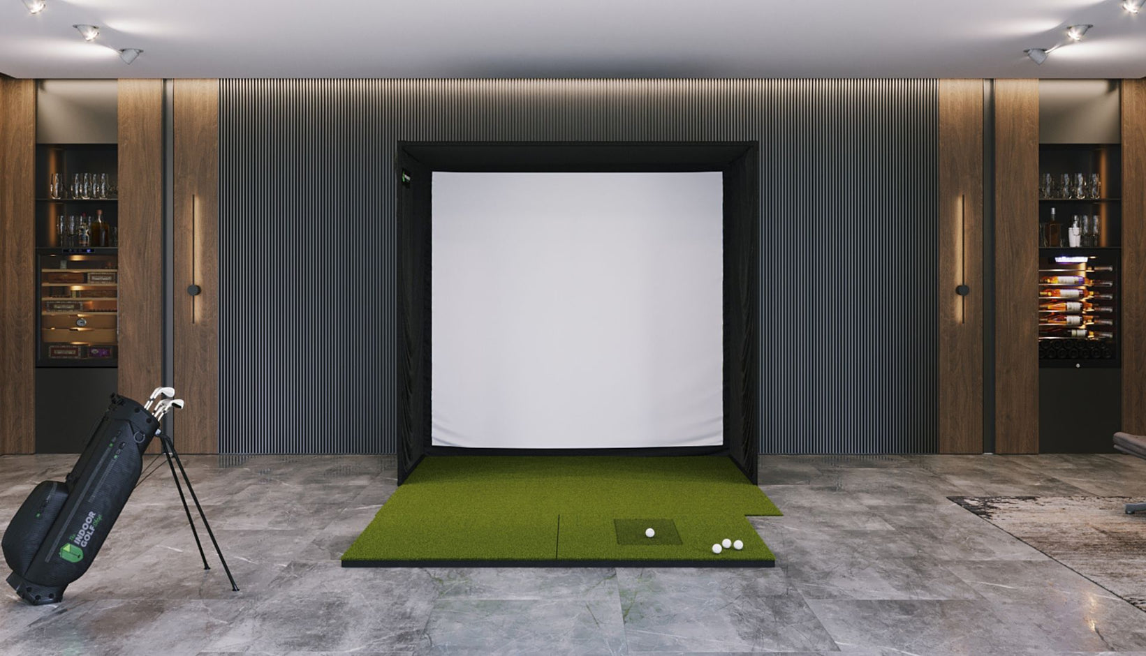 sig8 golf simulator studio with 4x7 hitting mat