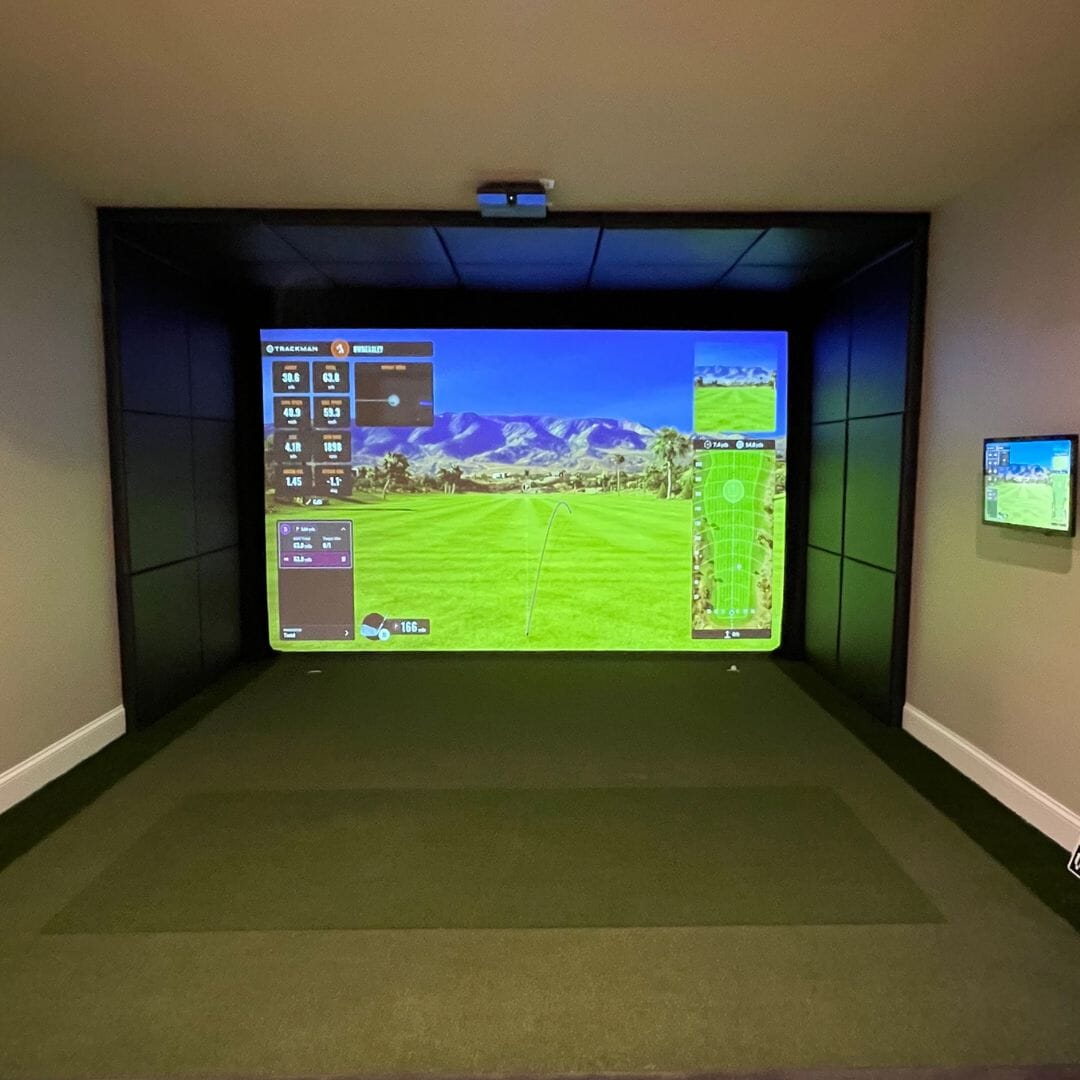 custom golf simulator install with Trackman iO.