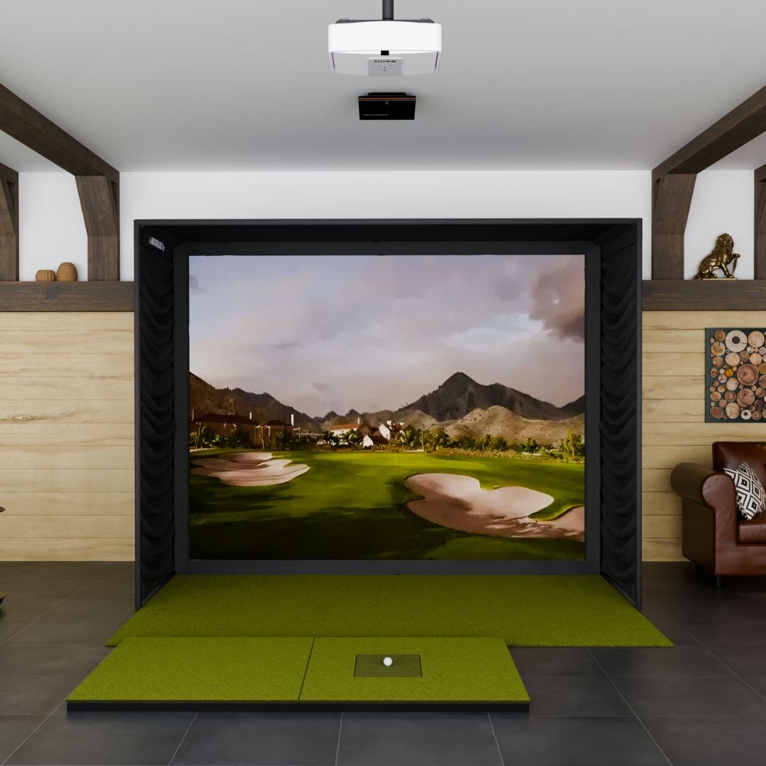 Trackman iO SIG10 Golf Simulator Package with SIGPRO Softy 4' x 7' Golf Mat 