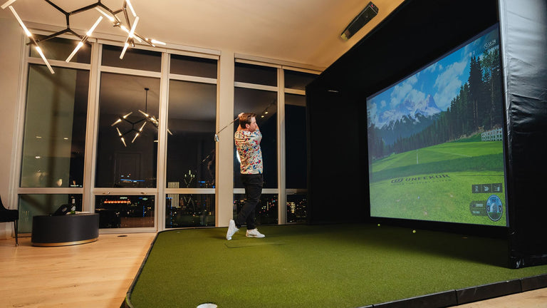 uneekor eyexo launch monitor SIG12 Enclosure and golf simulator flooring