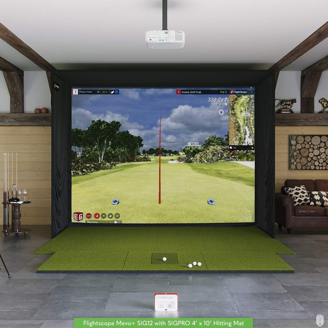 FlightScope Mevo+ SIG12 Golf Simulator Package Golf Simulator Flightscope SIGPRO 4' x 10' None 
