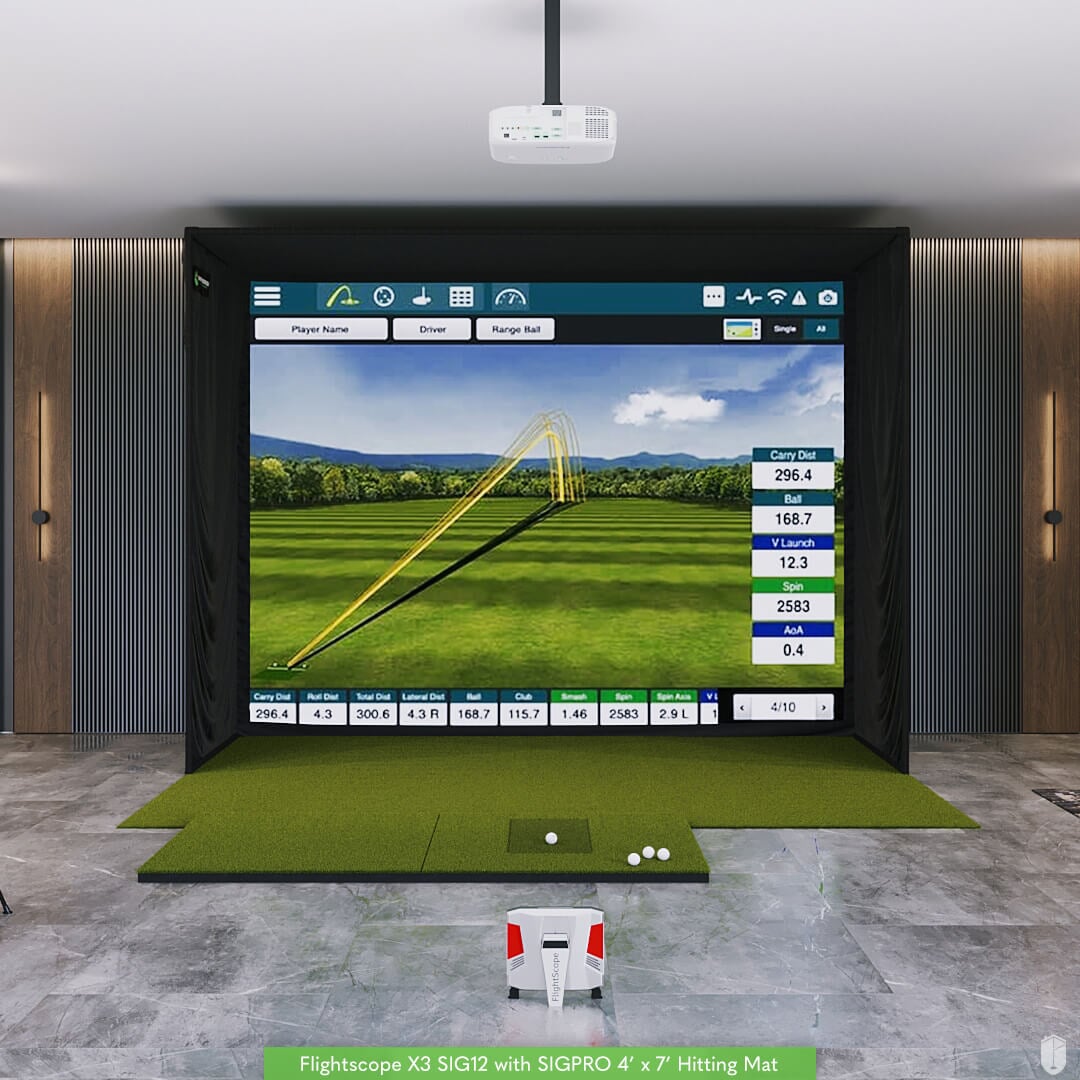 FlightScope X3 SIG12 Golf Simulator Package Golf Simulator Flightscope 4' x 7' 