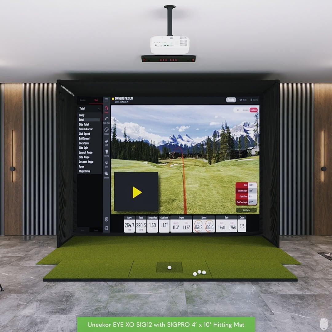 Uneekor EYE XO SIG12 Golf Simulator Package Golf Simulator Uneekor SIGPRO 4' x 10' EYE XO View 