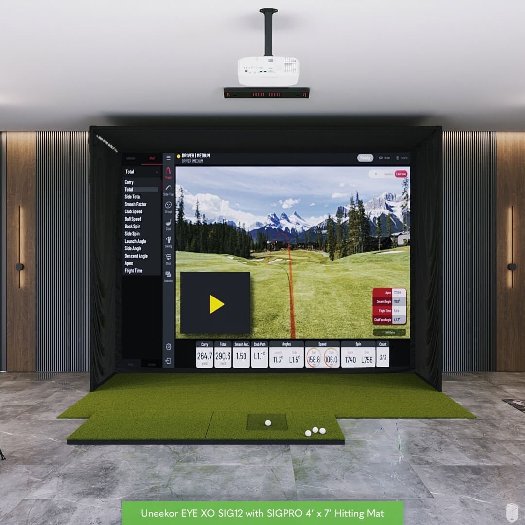 Uneekor EYE XO SIG12 Golf Simulator Package Golf Simulator Uneekor SIGPRO 4' x 7' EYE XO View 