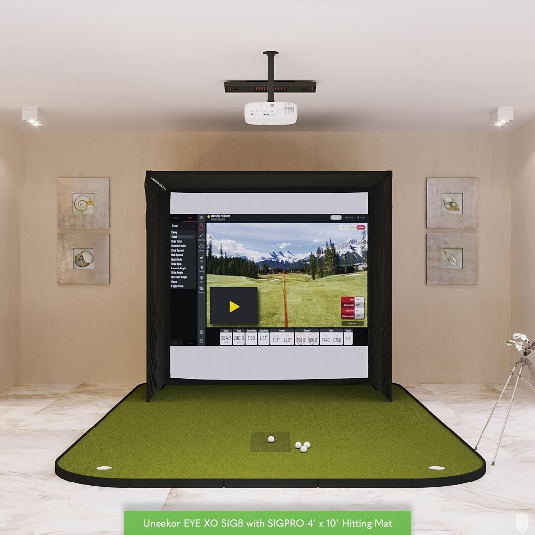 Uneekor EYE XO SIG8 Golf Simulator Package Golf Simulator Uneekor SIG8 Golf Simulator Flooring EYE XO View 